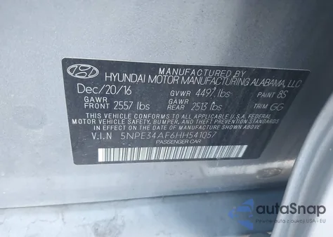 2017 Hyundai Sonata Sport z USA, uszkodzony, nr VIN 5NPE34AF6HH541057